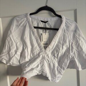 Zara Linen White Crop Top NWT Size Small